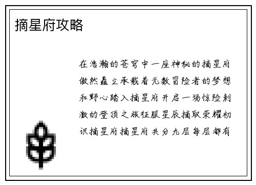 摘星府攻略